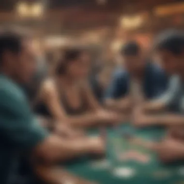 Intense Competitive Atmosphere A vibrant poker tournament scene showcasing intense focus and competitive spirit