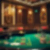 An elegant baccarat table set up for a game