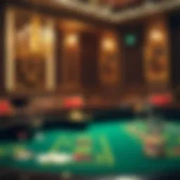 An elegant baccarat table set up for a game