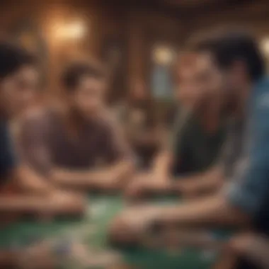 Diverse Demographics and Social Dynamics in Card Rooms A diverse group of players engaged in a spirited card game