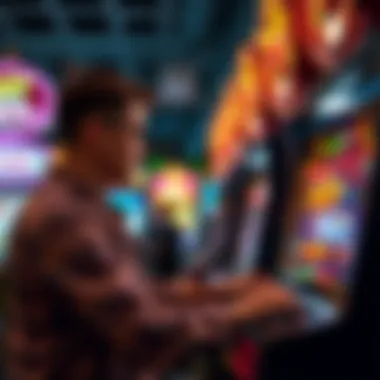Strategic Gameplay in Slots Player strategizing at a casino slot game