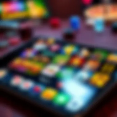 Diverse array of casino game icons on an Android device