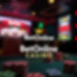 Illustration of the BetOnline Casino logo with promotional elements