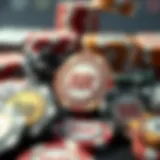 A collection of various BR poker chips showcasing unique designs