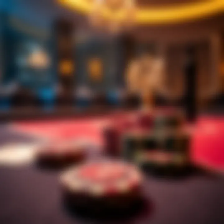 An elegant baccarat game setup with cards and chips.