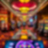 Interior view of a vibrant Indiana casino showcasing gaming tables and slot machines