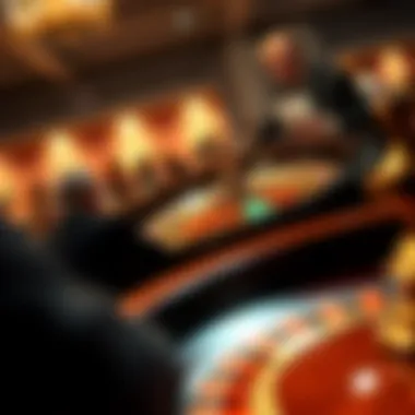 An engaging roulette wheel in action with players gathered around.