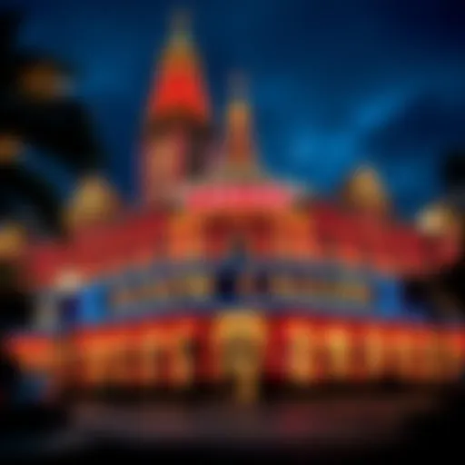 A stunning view of the iconic Casino building in New Orleans at night, illuminated with vibrant lights.