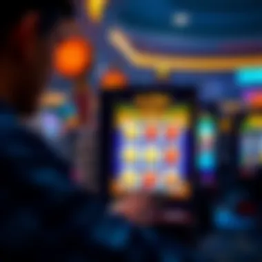 Player engaging with interactive gameplay on a slot machine