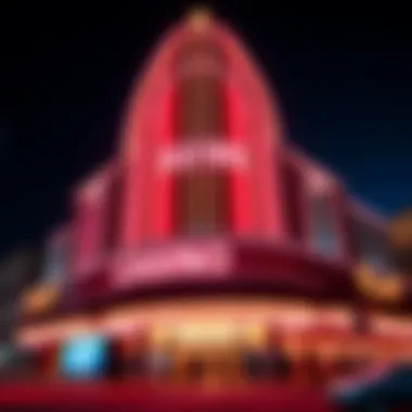 A stunning facade of a classic Las Vegas casino showcasing retro neon lights.
