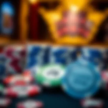 A collection of casino chips of various colors and denominations