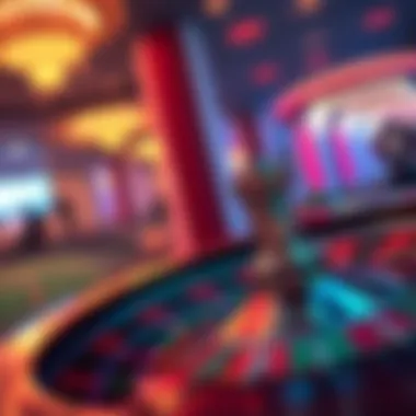 A roulette wheel in motion with vibrant colors