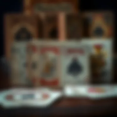 A collection of vintage playing cards displayed artistically, highlighting their unique artwork.