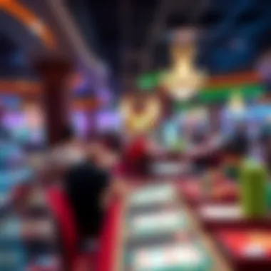 Casino gaming tables with vibrant activity
