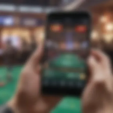 User Experience in Mobile Betting User engaging with a betting app on a smartphone