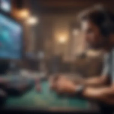 Gamer Analyzing Betting Strategies A gamer analyzing strategies for online betting