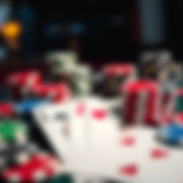 Diverse poker chips and cards