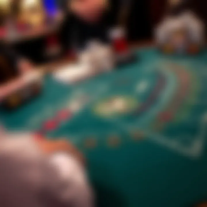 A strategic layout of a blackjack table showcasing player options