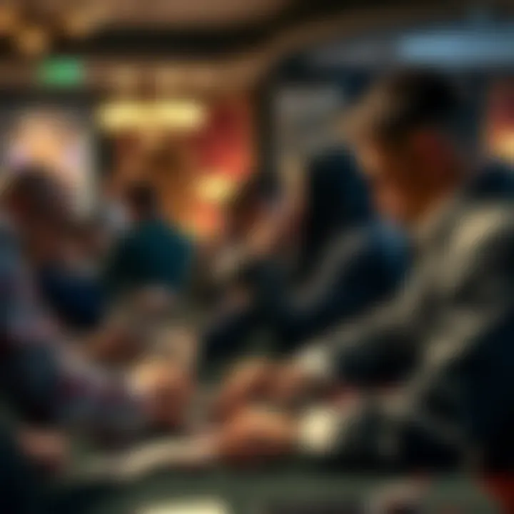 An intricate poker game with players deeply focused on their cards