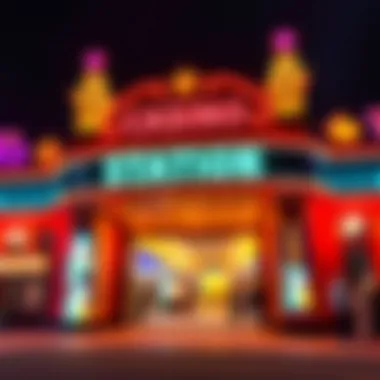 Entrance of Casino Texas Station featuring vibrant neon lights