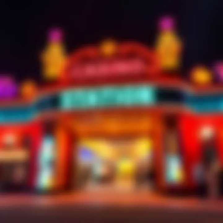 Entrance of Casino Texas Station featuring vibrant neon lights