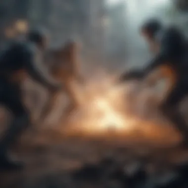 Intense Combat Scenario in Action Games A dynamic action shot from an intense combat scenario in a difficult action game