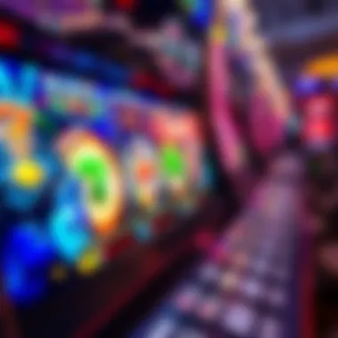 Close-up of a vibrant slot machine screen displaying dynamic graphics