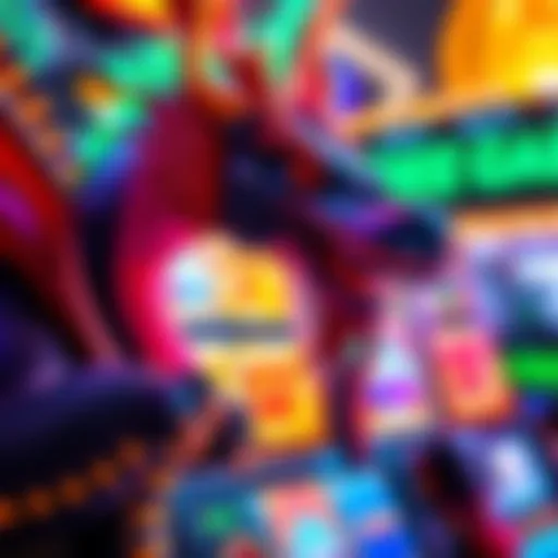 A stunning visual of a dragon-themed slot machine with vibrant colors and intricate designs