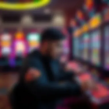 A player engaging with a gaming machine, focused on strategy and decision-making.