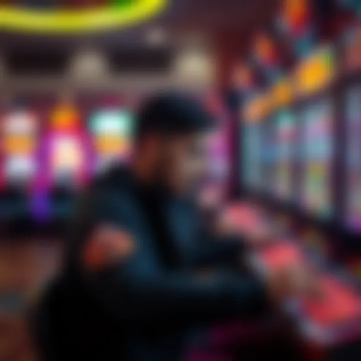 A player engaging with a gaming machine, focused on strategy and decision-making.