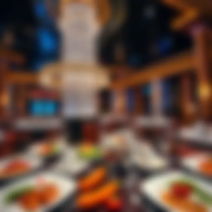 Elegant dining area within Encore Casino with gourmet dishes