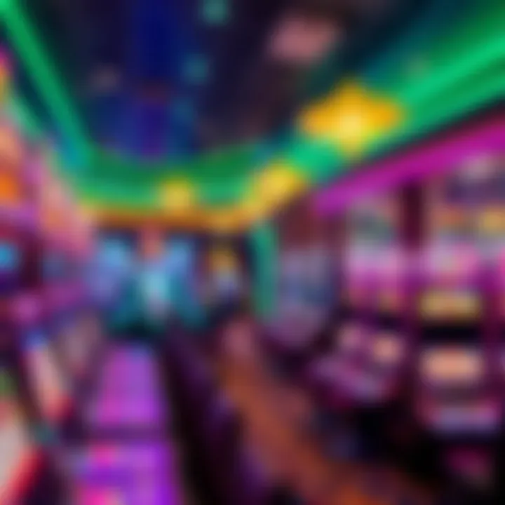 Luxurious gaming floor filled with vibrant slot machines and tables