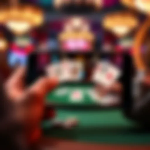 Dynamic gameplay scene of four card poker on a mobile device