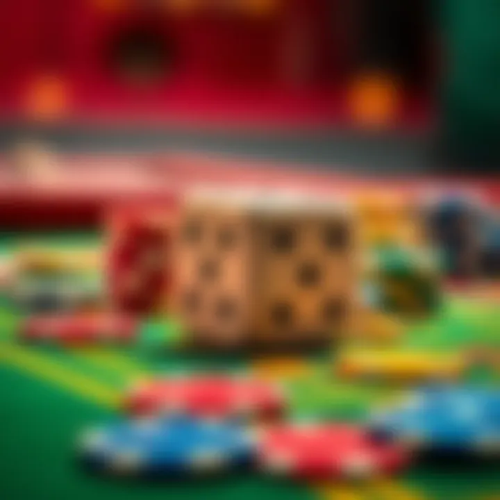 Craps dice and chips on a gaming surface