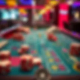 Craps table layout with vibrant colors