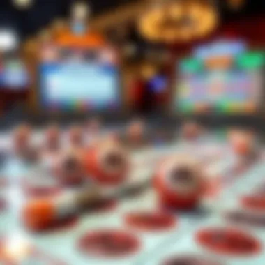 A close-up of bingo cards and digital markers used in gameplay