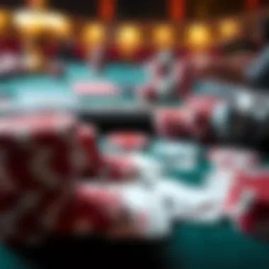 A strategic overview of poker chips and cards during a game