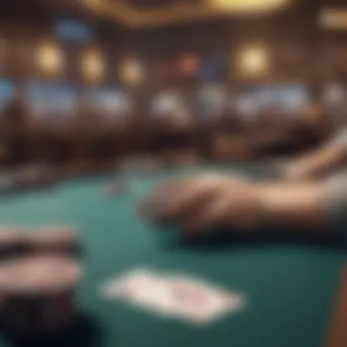 A visually appealing poker table setup with chips and cards