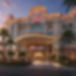 Exterior view of Harrah's Casino Rincon showcasing its vibrant architecture