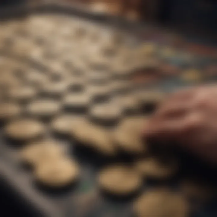 Close-up of a player discovering hidden coins in a live slot game