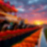 A scenic view of the racetrack at Isle Casino during a horse race.