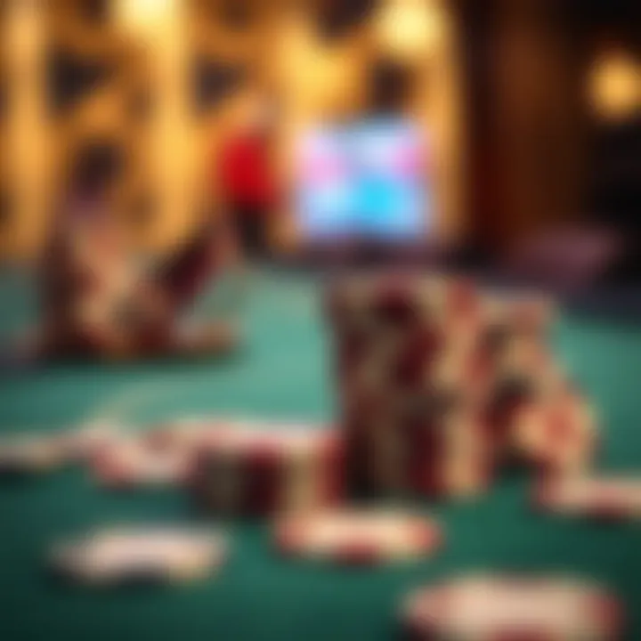 A close-up of betting chips used in a live multiplayer blackjack game