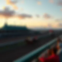 Spectacular view of the racecourse during a live event