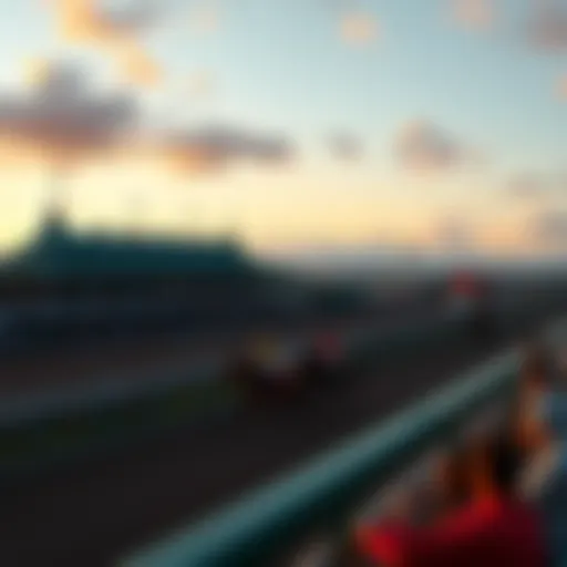 Spectacular view of the racecourse during a live event