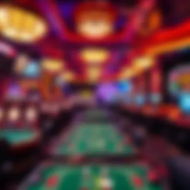 Casino floor with gaming tables and vibrant atmosphere