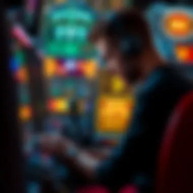 A close-up of a player engaged with a traditional slot machine