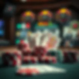 A strategic online poker setup with cards and chips