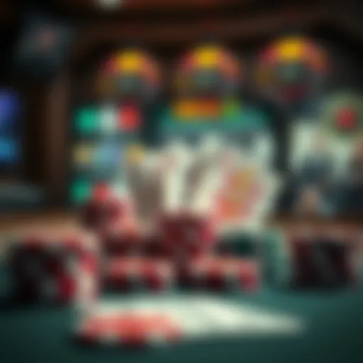 A strategic online poker setup with cards and chips