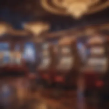 Land-Based Casino Slots A luxurious land-based casino featuring a row of slot machines.