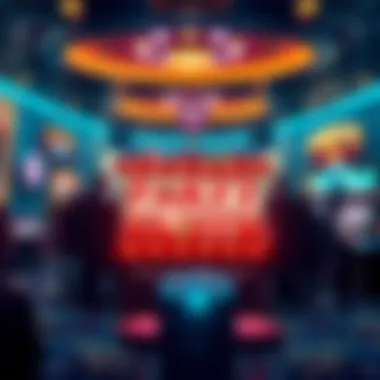 An illustration highlighting various gameplay features of Party City Slots